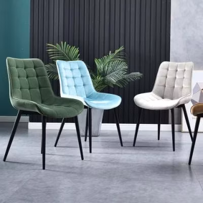 Mobili per camera di design all'ingrosso Sedia da matrimonio per esterni con gamba in metallo nordico Sedia da pranzo moderna in velluto di tessuto in ecopelle francese della metà del secolo